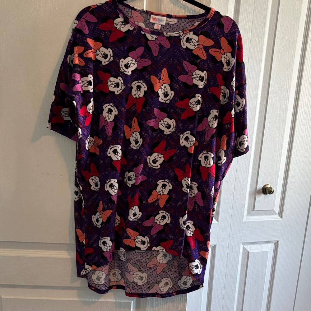 LuLaRoe Disney Irma Purple Red Minnie Mouse EUC worn once